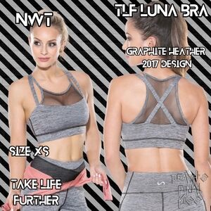 HTF Sexy TLF Luna Grey Strappy Mesh Racerback Sports Bra XS Take Life Further